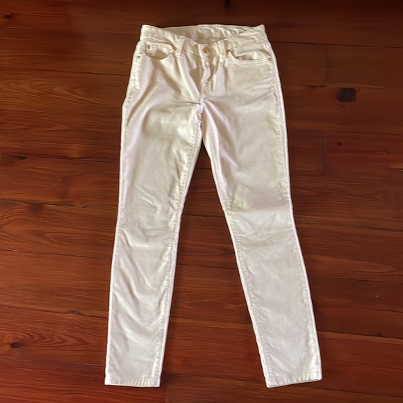 7 For All Mankind Ivory Corduroy Skinny Leg Jeans size 26 - Picture 3 of 13